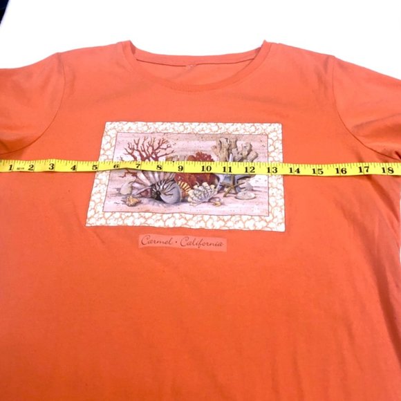 Carmel California Tee Missing label beautiful Coral Design on front with Glitter - Picture 7 of 7